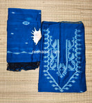 Pure Cotton Jamdani work Handwoven unstitched suit in Blue