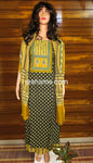 Cotton Ajrakh salwar with Colour Golden Mustard Yellow and Green