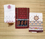 Cotton Ajrakh salwar with embroidery work in Brick Red
