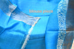 Tussar Printed Silk Saree in Blue Colour - Handwoven