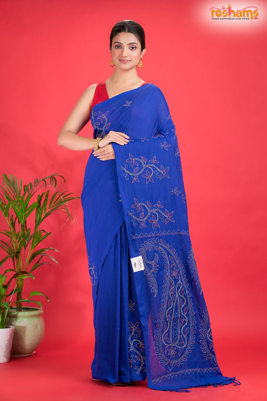 PURE COTTON KATHA STITCH BLUE