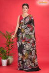 Murshidabad Mulberry Silk Black Hand Paint