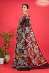 Murshidabad Mulberry Silk Black Hand Paint