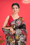 Murshidabad Mulberry Silk Black Hand Paint