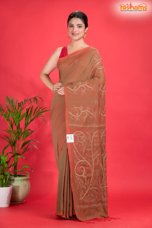 PURE COTTON KATHA STITCH RUST