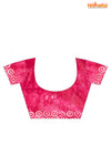 Linen batik cotton silk – pink Body with Golden Zari Border