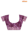 Linen batik cotton silk – purple Body with Golden Zari Border