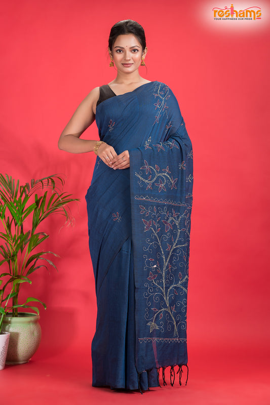 PURE COTTON KATHA STITCH NAVY BLUE