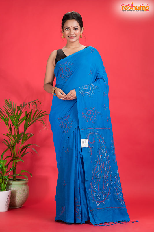 PURE COTTON KATHA STITCH SKY BLUE