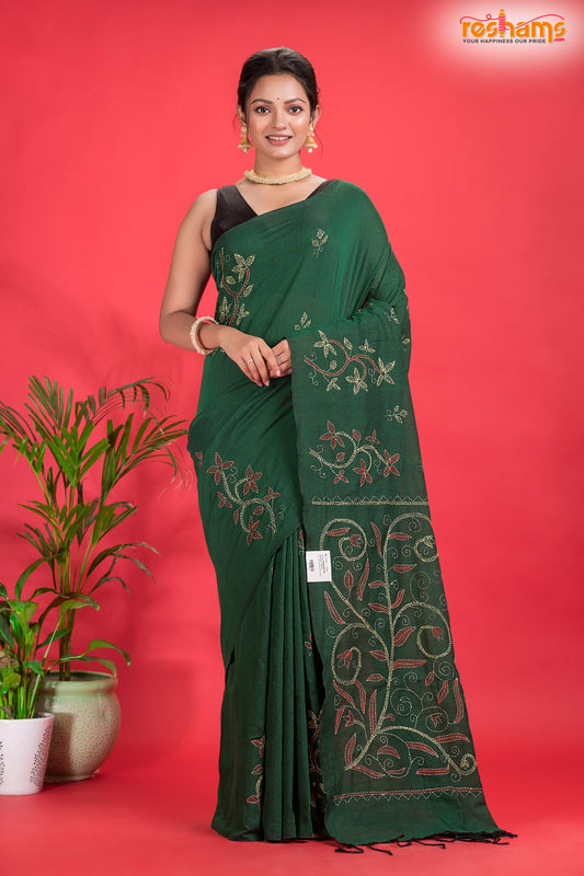 PURE COTTON KATHA STITCH GREEN