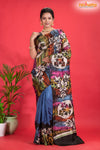 Murshidabad Mulberry Silk Blue Hand Paint