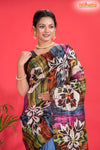 Murshidabad Mulberry Silk Blue Hand Paint