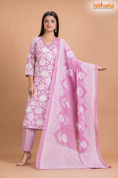 PINK WHITE COTTON KURTI