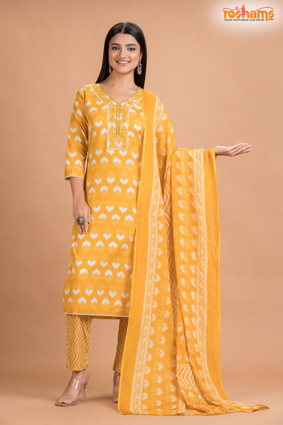GOLDEN YELLOW COTTON KURTI