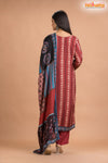 RED BLACK SHIMMER SILK KURTI