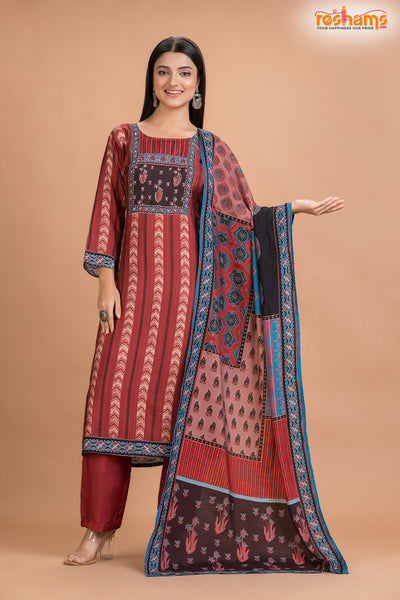 RED BLACK SHIMMER SILK KURTI
