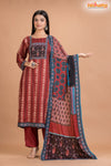 RED BLACK SHIMMER SILK KURTI
