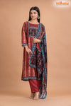 RED BLACK SHIMMER SILK KURTI