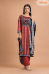 RED BLACK SHIMMER SILK KURTI