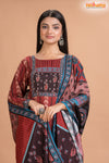 RED BLACK SHIMMER SILK KURTI