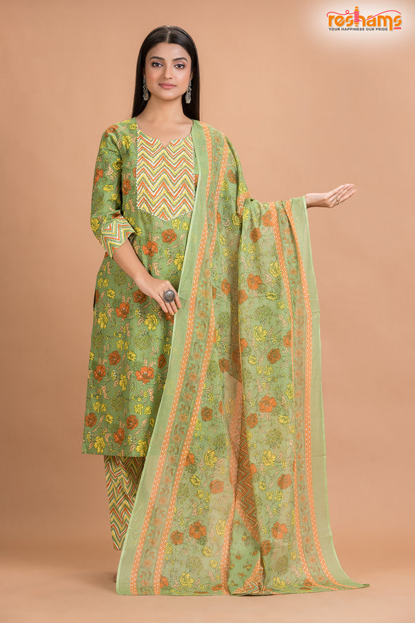 LIGHT GREEN COTTON KURTI