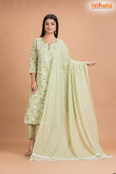 PISTA GREEN COTTON KURTI