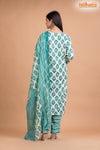 WHITE GREEN COTTON KURTI