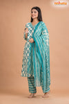 WHITE GREEN COTTON KURTI