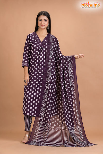 DEEP PURPLE  COTTON KURTI