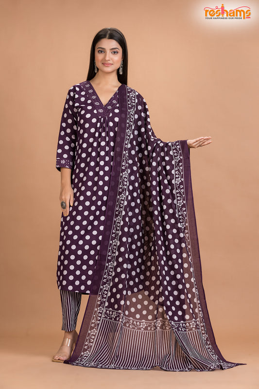 DEEP PURPLE  COTTON KURTI