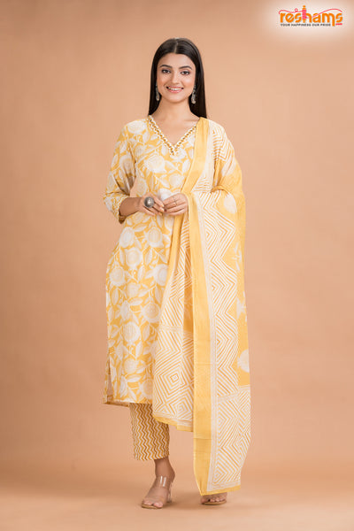 LIGHT YELLOW COTTON KURTI