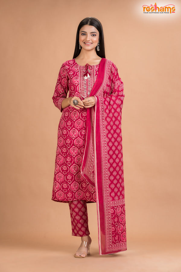 PINK PRINT COTTON KURTI