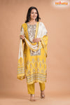 YELLOW FLORAL COTTON KURTI