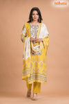 YELLOW FLORAL COTTON KURTI