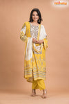YELLOW FLORAL COTTON KURTI