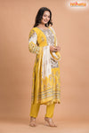 YELLOW FLORAL COTTON KURTI