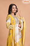 YELLOW FLORAL COTTON KURTI