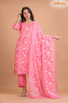 LIGHT PINK FLORAL COTTON KURTI
