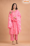 LIGHT PINK FLORAL COTTON KURTI