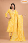 LIGHT YELLOW FLORAL COTTON KURTI
