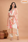 WHITE FLORAL SHIMMER SILK  KURTI