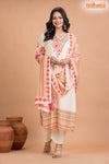 WHITE FLORAL SHIMMER SILK  KURTI