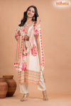 WHITE FLORAL SHIMMER SILK  KURTI