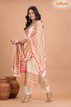 WHITE FLORAL SHIMMER SILK  KURTI