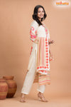 WHITE FLORAL SHIMMER SILK  KURTI