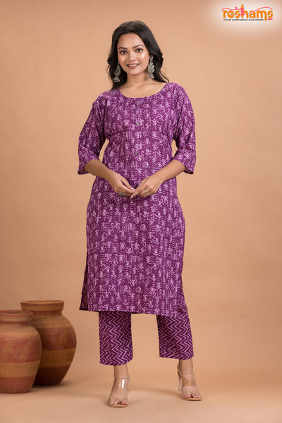 PURPLE PRINT COTTON KURTI