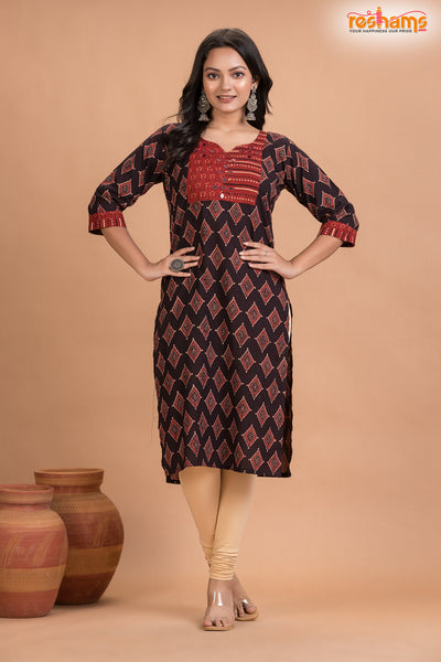 BLACK RED BOUTIQUE COTTON KURTI