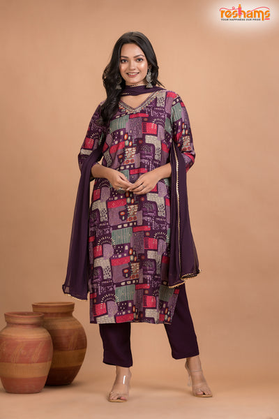 PURPLE MULTICOLOR SHIMMER SILK  KURTI