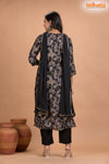 BLACK FLORAL SHIMMER SILK KURTI