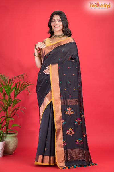 ASSAM COTTON OFF BLACK